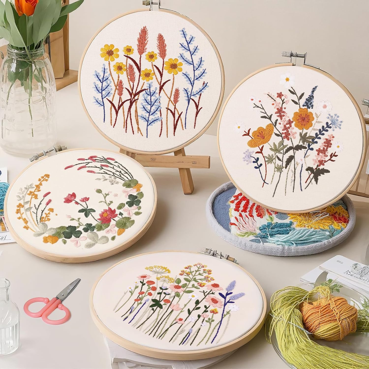 CYANFOUR Embroidery Kit for Beginners, 4 Stages to Learn 38 Stitches, with Step-By-Step Instructions and Clear Videos, Includes Multiple Accessories, Gift for Craft Lovers image 4
